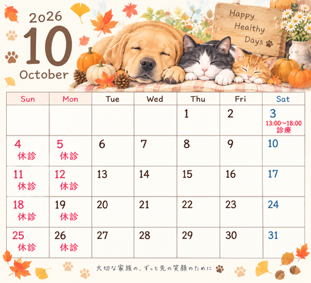 10月カレンダー小